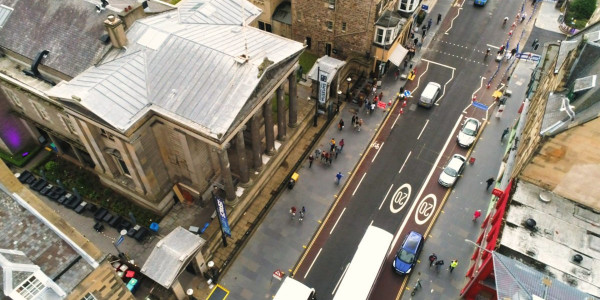 Drone filming Scotland expert at a PR agency in Edinburgh showcases expansion of city-centre hotel, Ten Hill Place