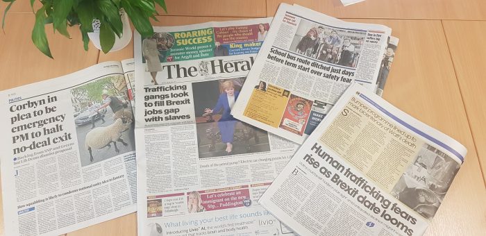 Herald front page coverage from Scottish PR success