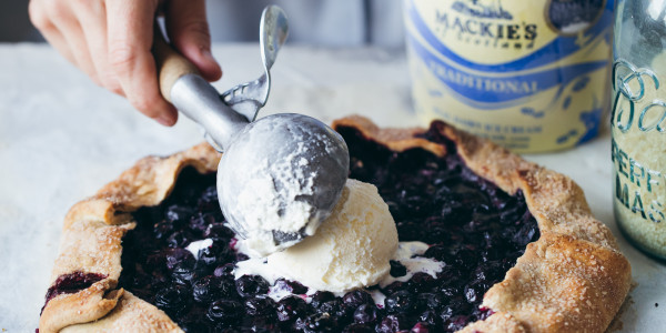 Bea Lubas creating her Blueberry Galette with Mackie's traditional ice cream in digital PR success story by Edinburgh public relations experts