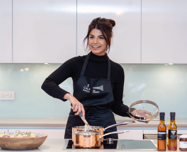 Ruby Bhogal, Bake off finalist, shows off her skills in the show appartment at The Crescent at an influencer event