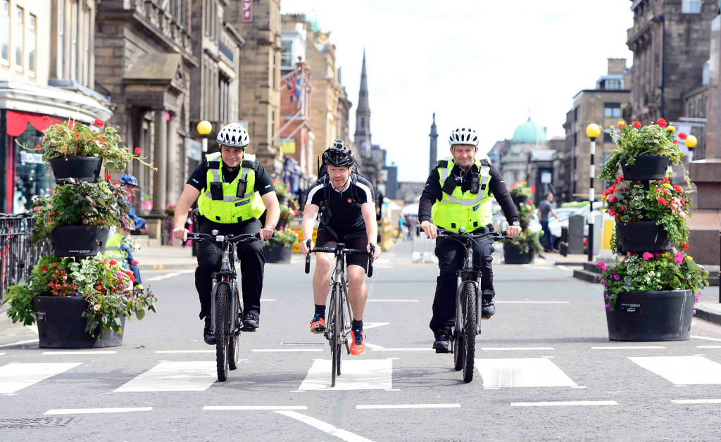 Scottish PR photography SBRC hacker cycling with police officers