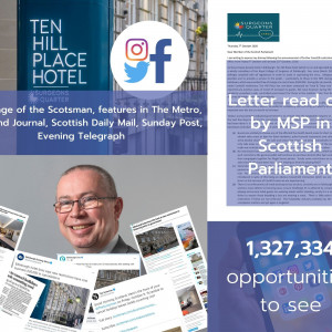 Scottish PR photography Surgeons Quarter Ten Hill Place Hotel MSP letter success post graphic