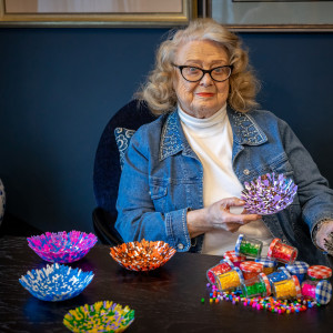 Social care PR photography, Artistic Dorothy at Cramond Residence.