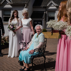 Social care PR photography, Jill Murray with family and friends at Mansfield Care's Pine Villa.