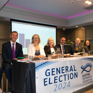 Scottish Fishermen's Federation x The Times Scotland General election panelists: Kate Forbes, Rhoda Grant, Liam McArthur, Rachael Hamilton and Neale Hanvey